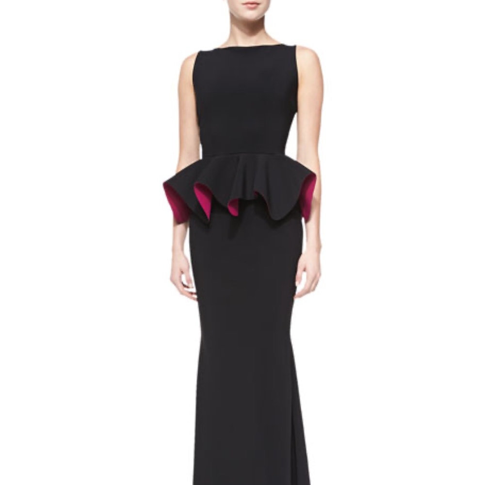 La Petite Robe di Chiara Boni, Formal Evening Gown Black w/ fuchsia accent